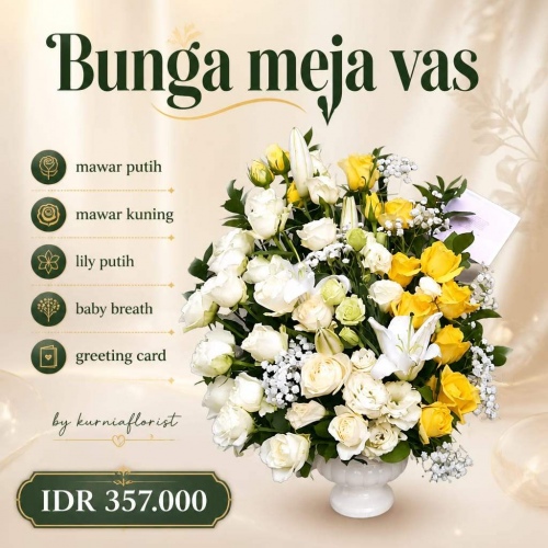 bunga vas putih dan kuning